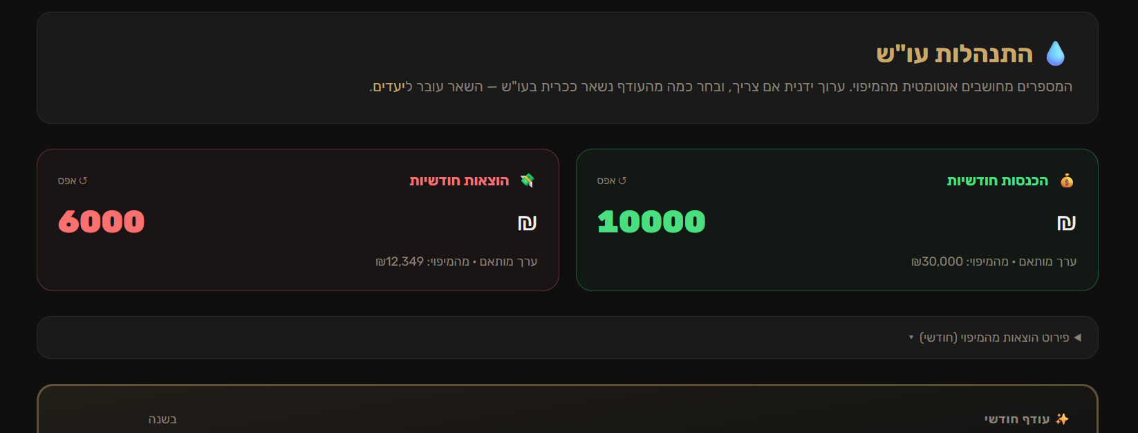התנהלות עו"ש - עודף חודשי